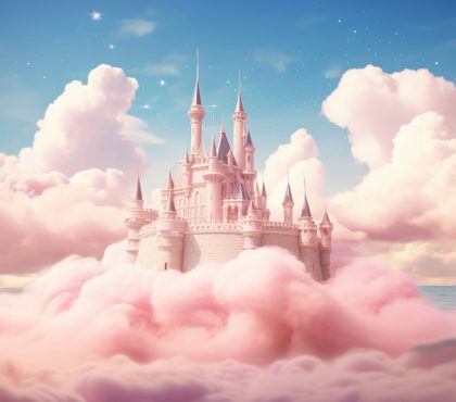 3D animation castle on the cloud